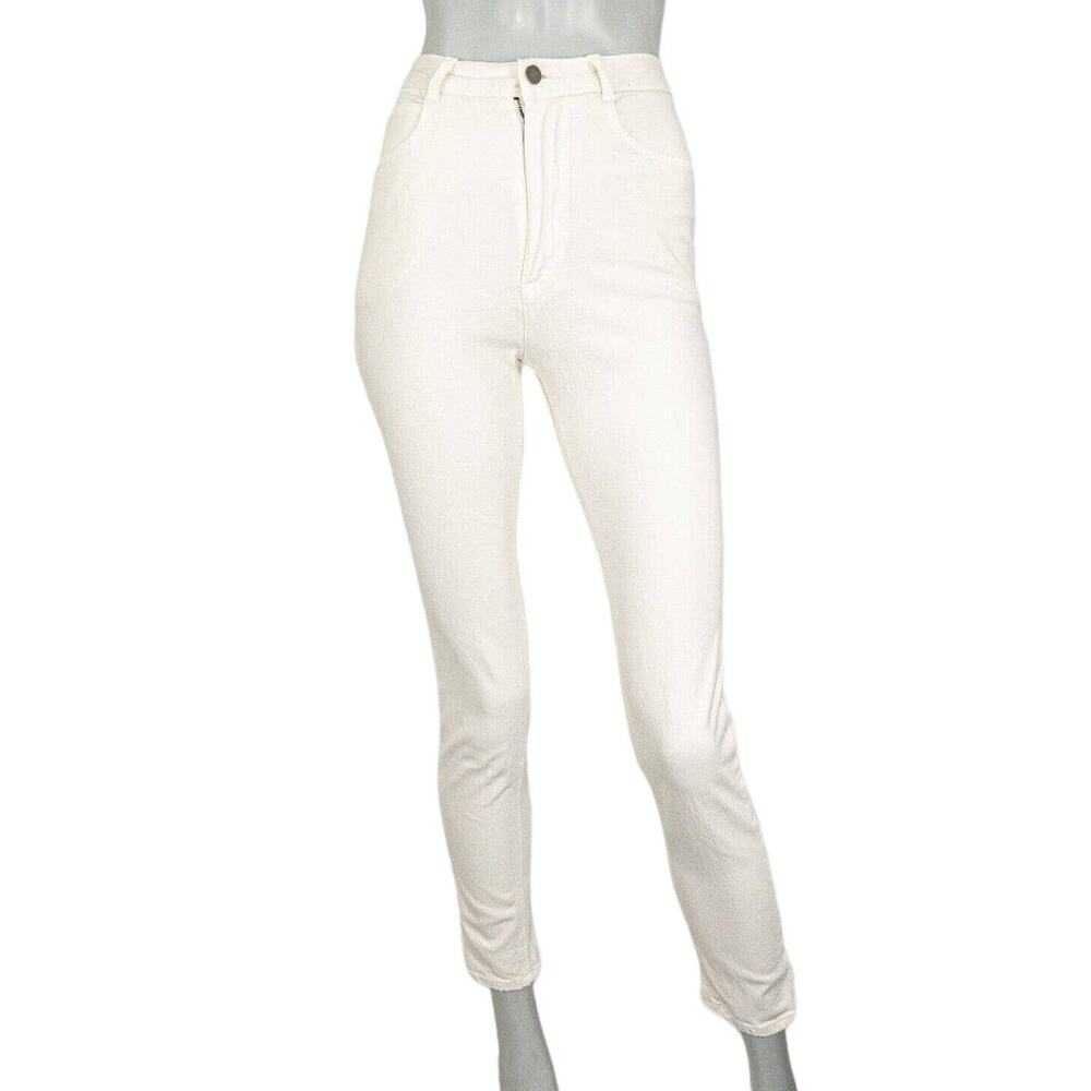 RACHEL COMEY Women's High Waist Jeans Light Beige Fray Ankle Size 0